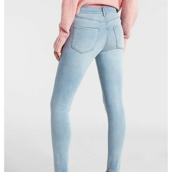Express Women's Blue Supersoft Mid Rise Distressed Legging Jeans Size 6R